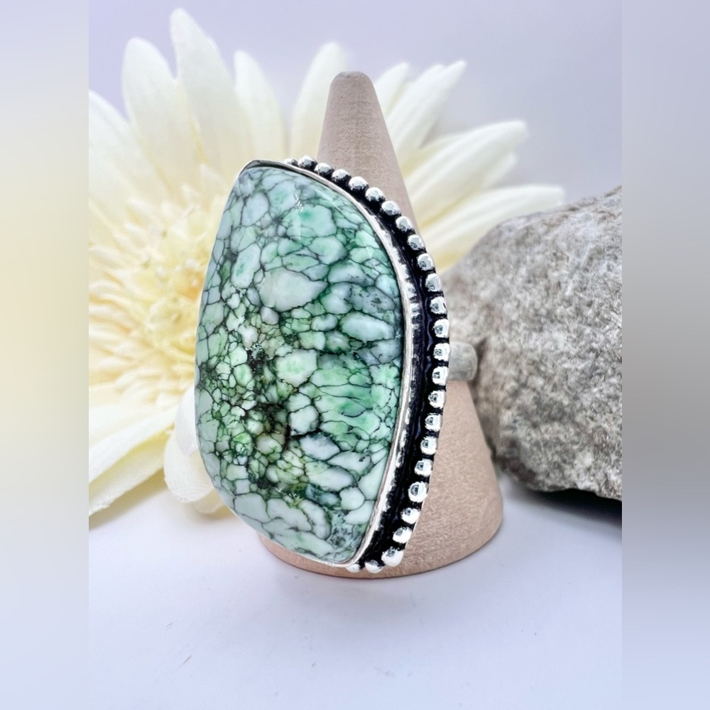 GREEN HOWLITE RING - Picture 6 of 11